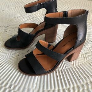 Lucky Brand Valka Ankle Strap Heeled Sandals Black Women's 9 1/2 M